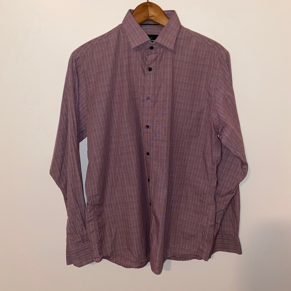 Blackberrys fine giza cotton dress button up size L maroon